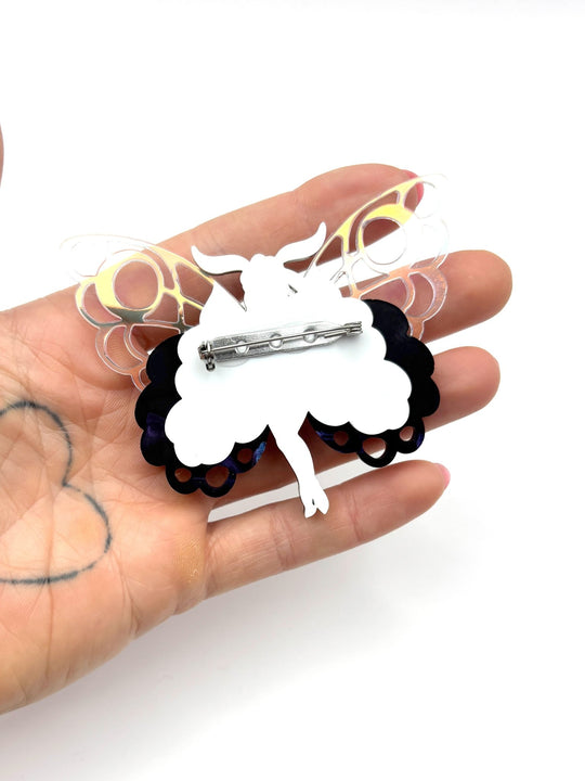 Moth Pin Up Fairy Girl Brooch - EllaMobbs