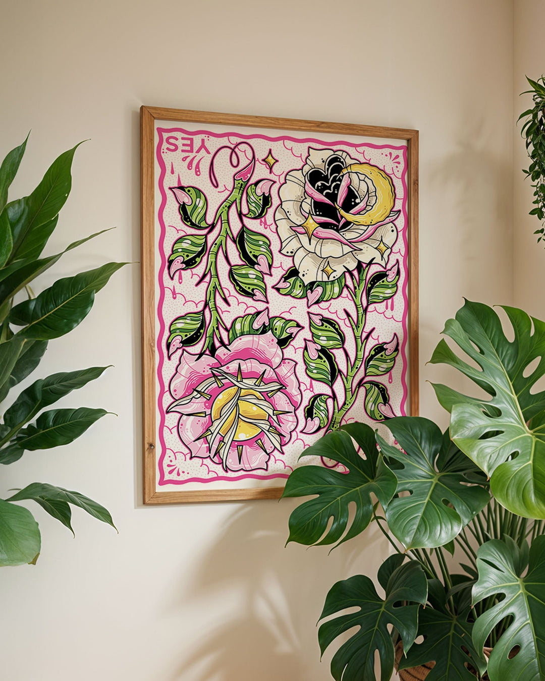 Night and Day Roses Pink Print - Ella Mobbs