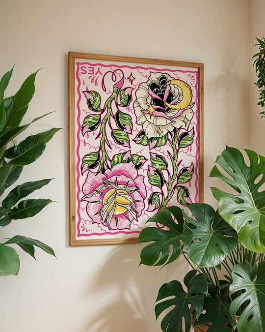 Night and Day Roses Pink Print - Ella Mobbs