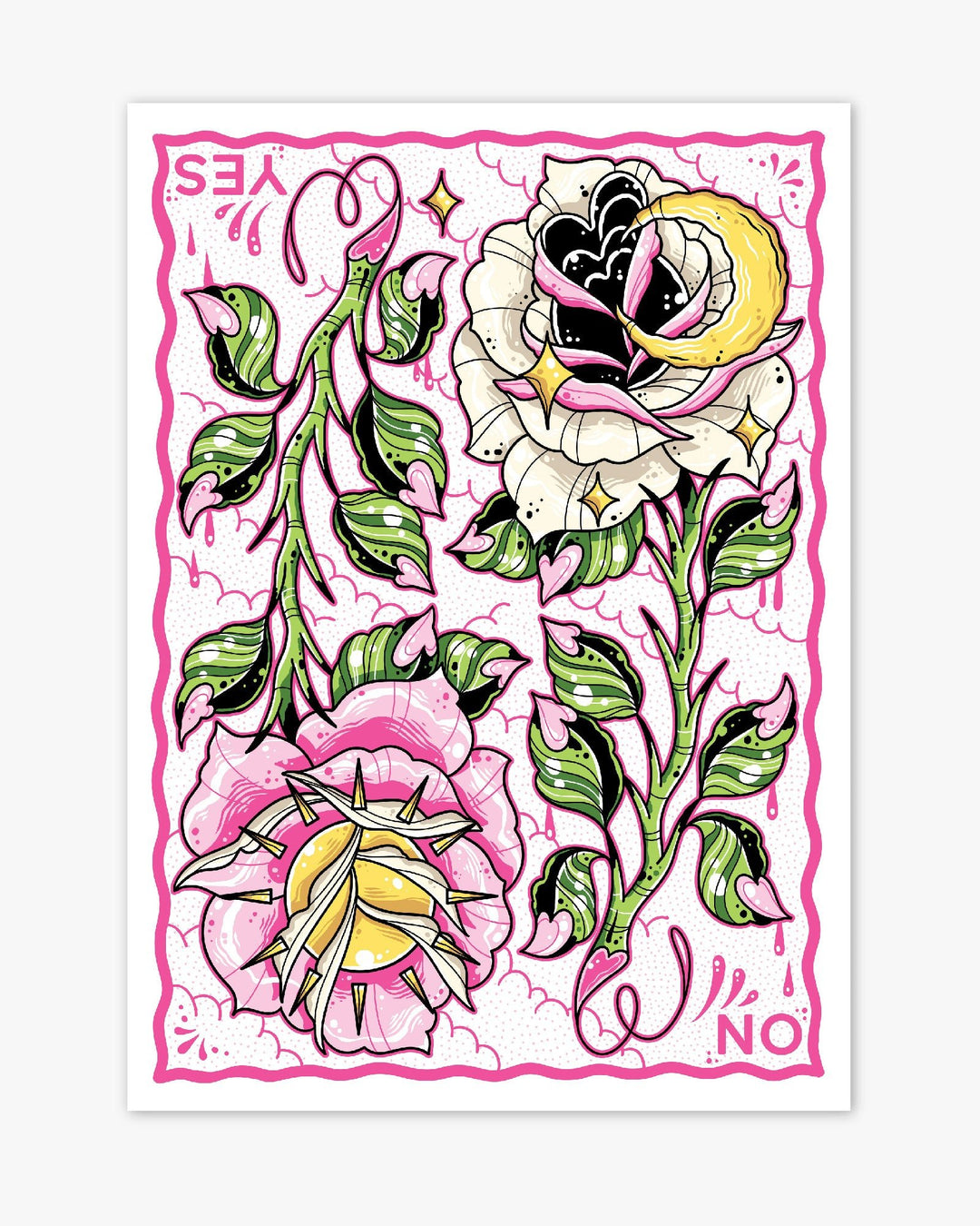 Night and Day Roses Pink Print - Ella Mobbs