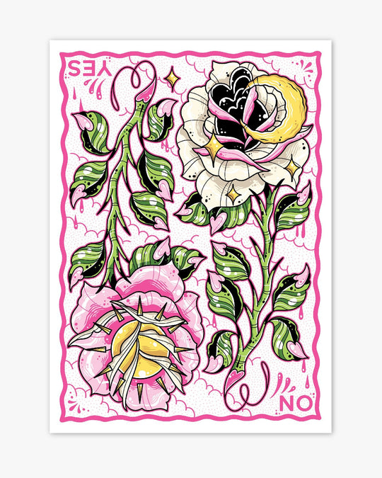 Night and Day Roses Pink Print - Ella Mobbs