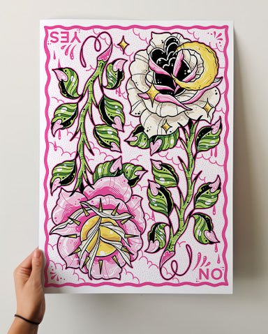 Night and Day Roses Pink Print - Ella Mobbs