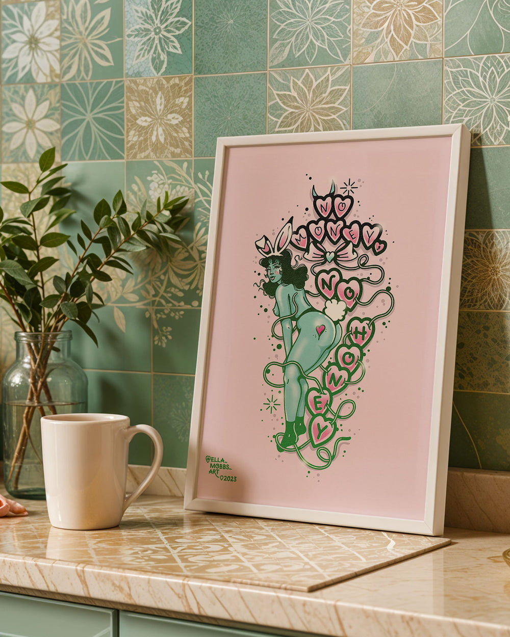 No Money No Honey Pin Up Print - Ella Mobbs