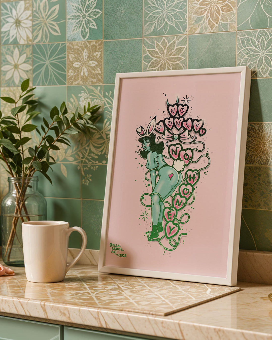 No Money No Honey Pin Up Print - Ella Mobbs