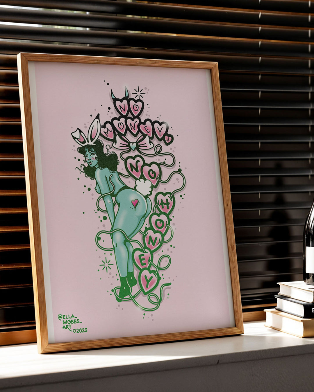 No Money No Honey Pin Up Print - Ella Mobbs