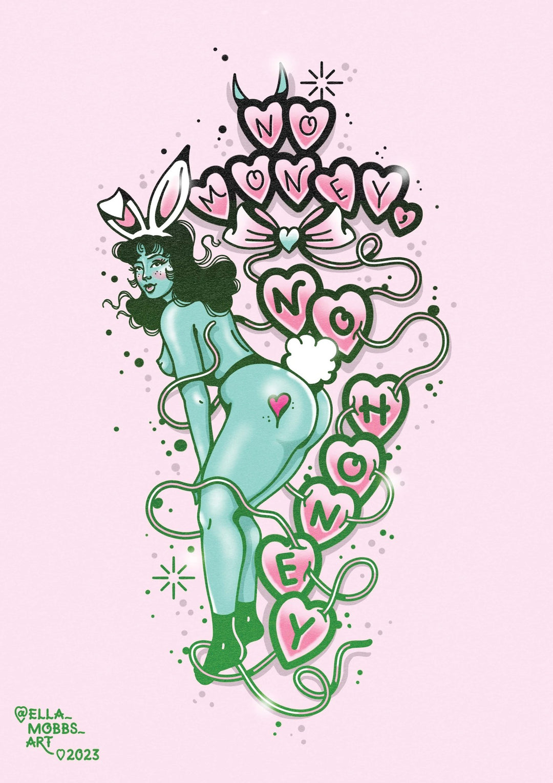 No Money No Honey Pin Up Print - EllaMobbs