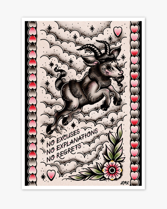 No Regrets Goat Print