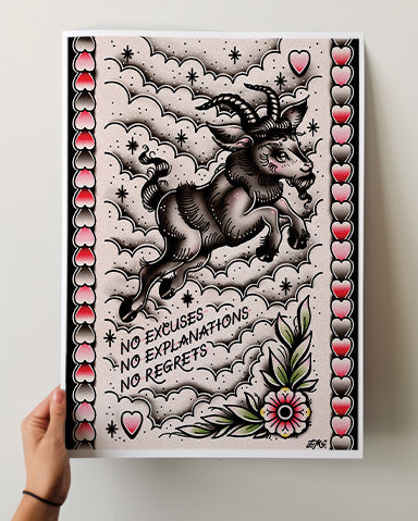 No Regrets Goat Print