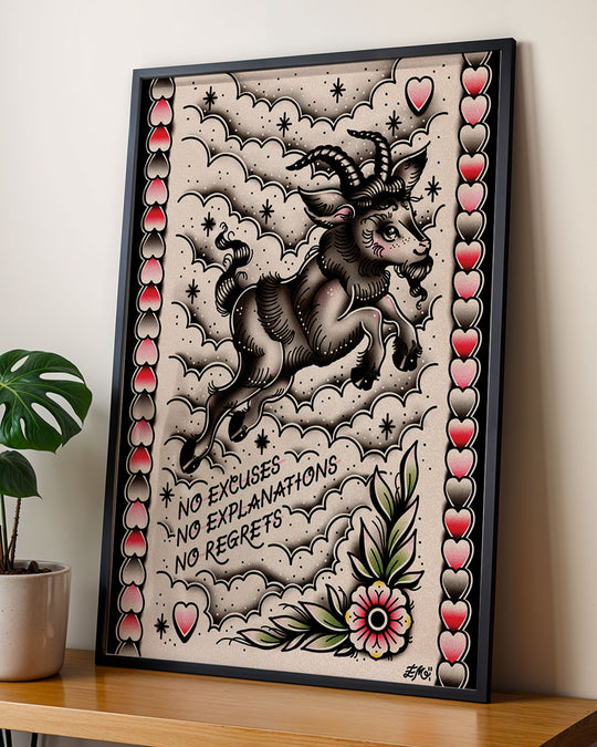 No Regrets Goat Print