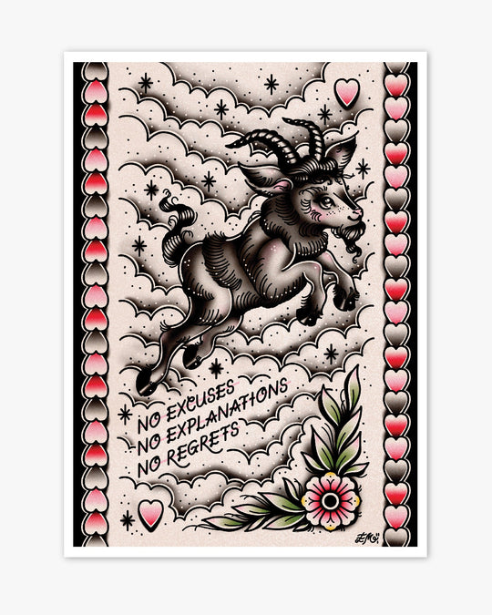 No Regrets Goat Print - Ella Mobbs