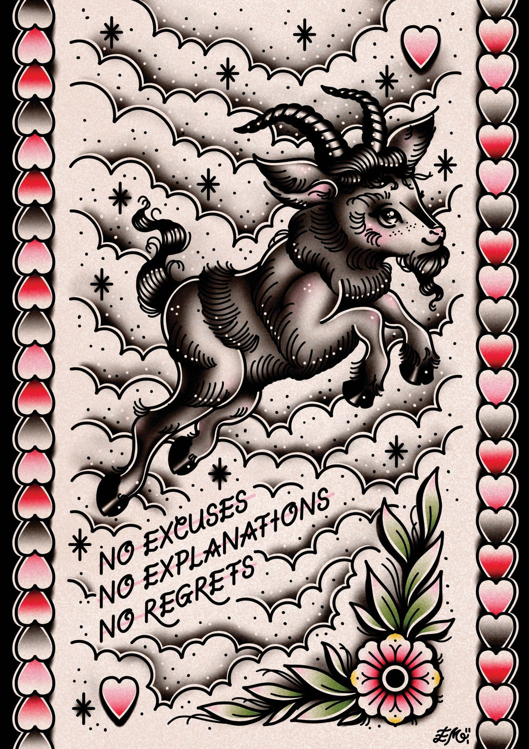 No Regrets Goat Print - EllaMobbs