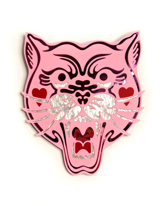 Panther Head Wall Hanging (Pink Matte)