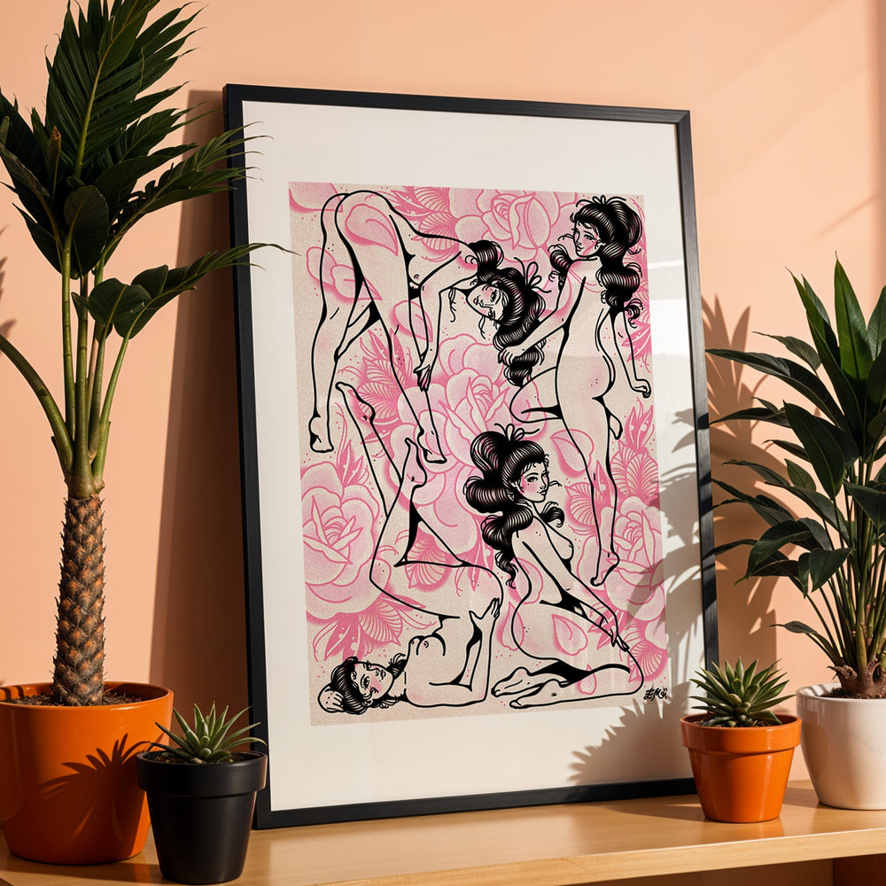 Pin Ups and Flowers Print - Ella Mobbs