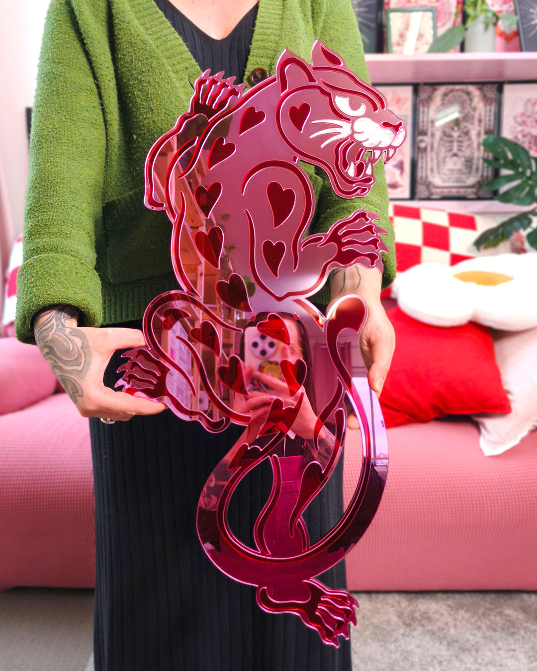 Panther Wall Hanging (Pink Mirror/Seconds)