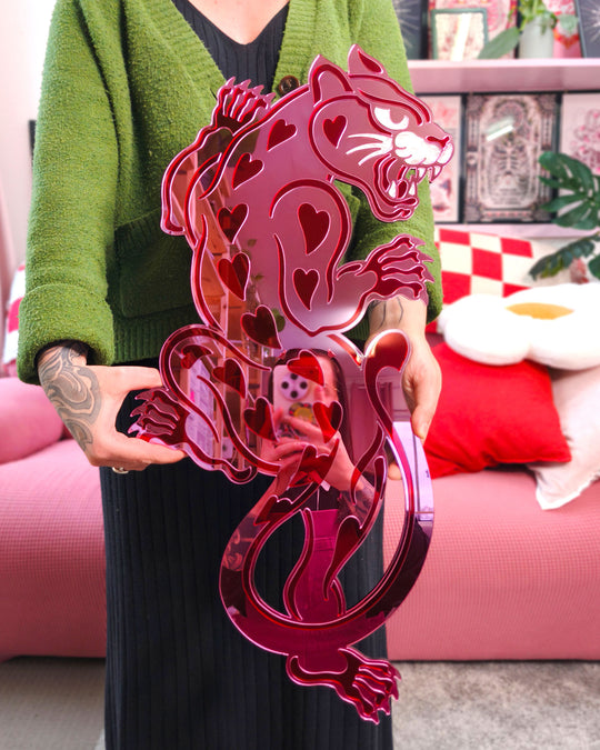 Panther Wall Hanging (Pink Mirror/Seconds)