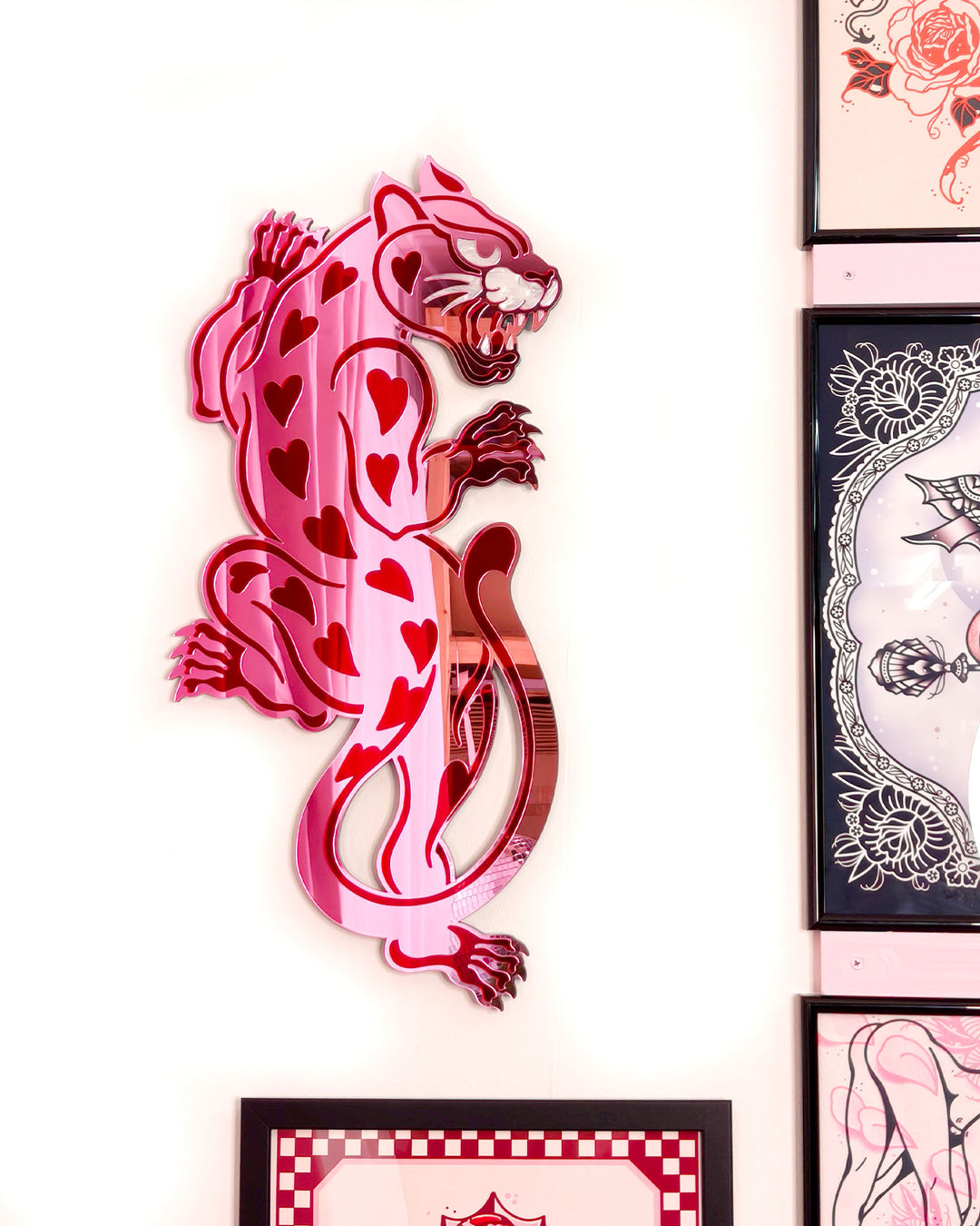 Panther Wall Hanging (Pink Mirror)