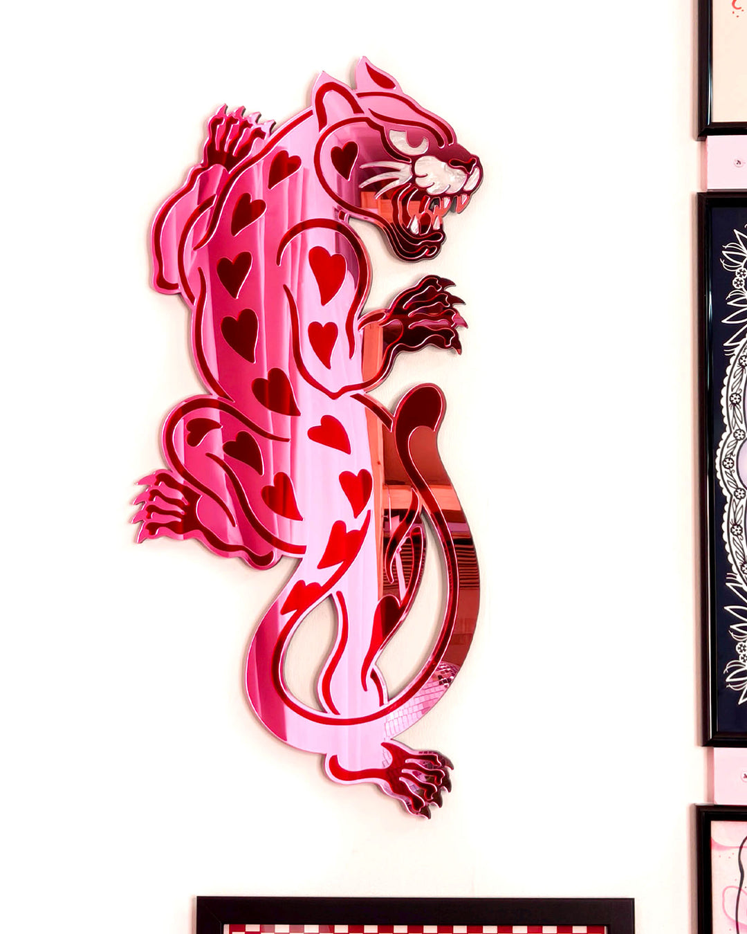 Panther Wall Hanging (Pink Mirror/Seconds)