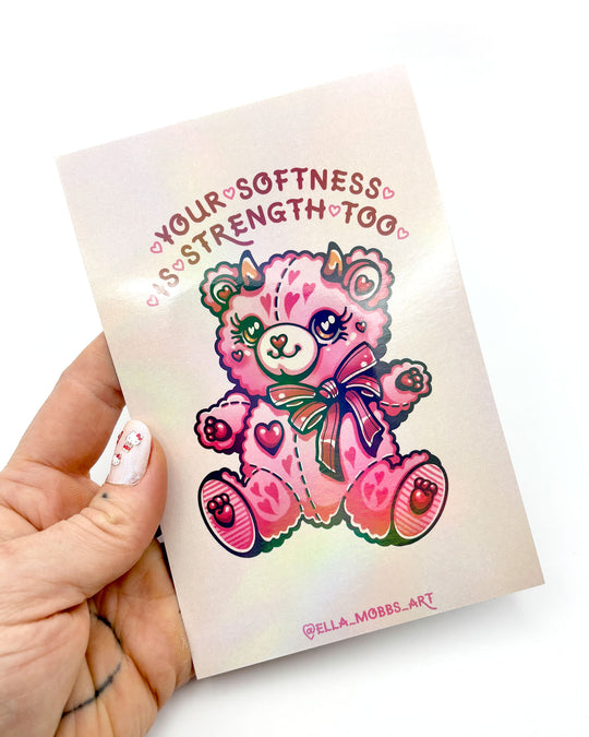 Your Softness Bear Holographic Postcard