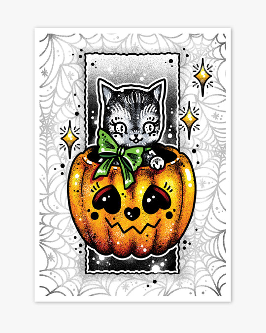 Pumpkin Cat Print