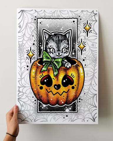 Pumpkin Cat Print
