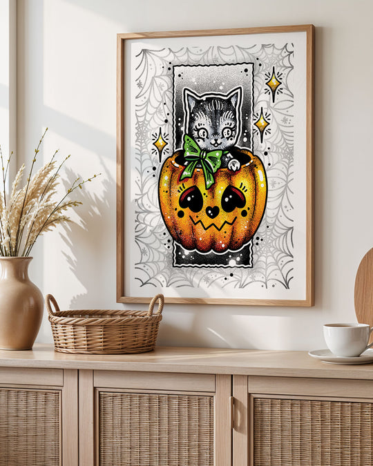 Pumpkin Cat Print