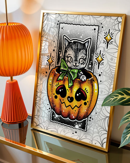 Pumpkin Cat Print - Ella Mobbs
