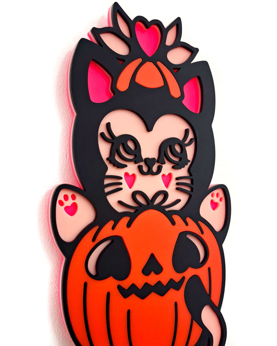 Pumpkin Kitty - Wall Hanging - Small