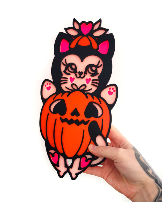 Pumpkin Kitty - Wall Hanging - Small