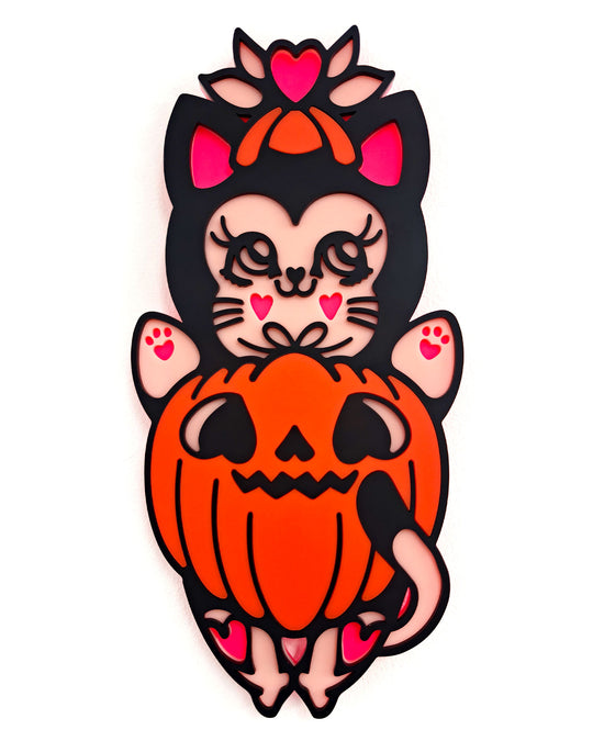 Pumpkin Kitty - Wall Hanging - Small