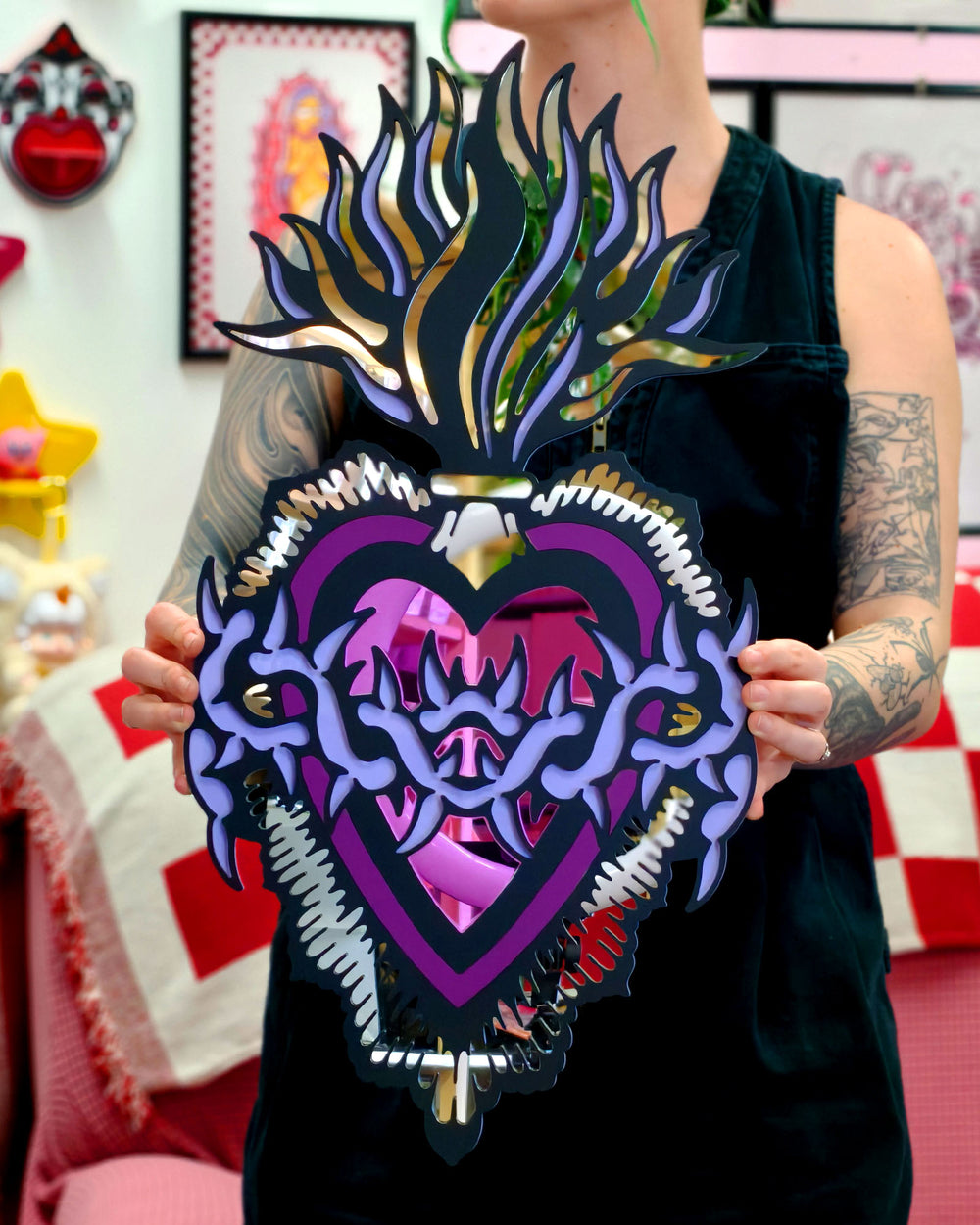 Burning Heart - Wall Hanging - Large (Purple)