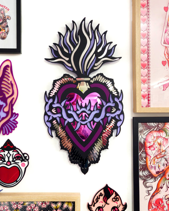 Burning Heart - Wall Hanging - Large (Purple)