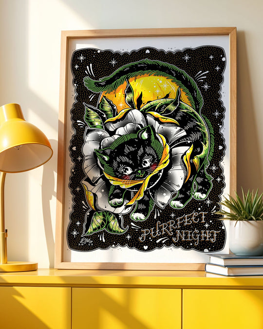 Purrfect Night Print - Ella Mobbs