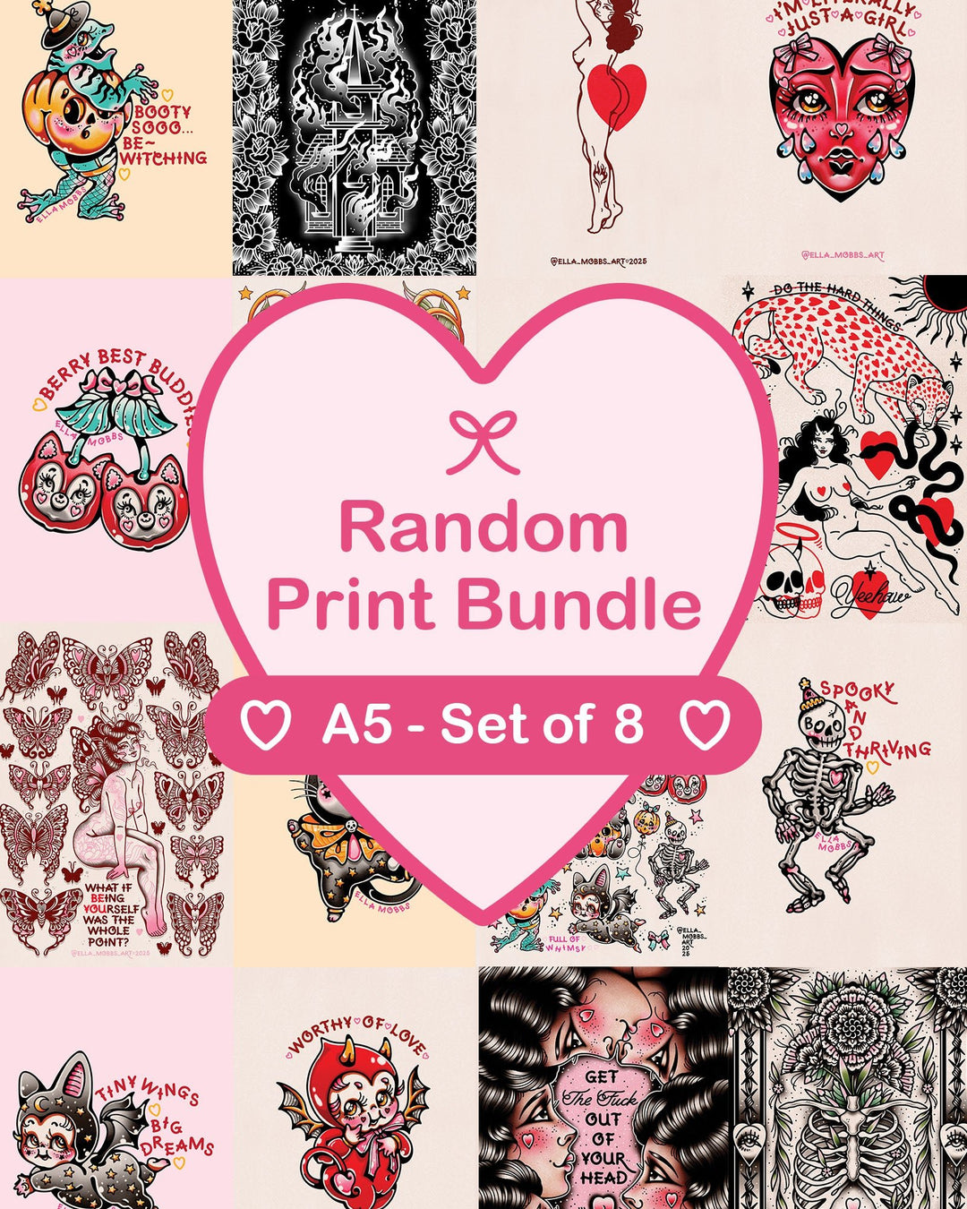 Random A5 Art Print Bundle - Set of 8 - Ella Mobbs