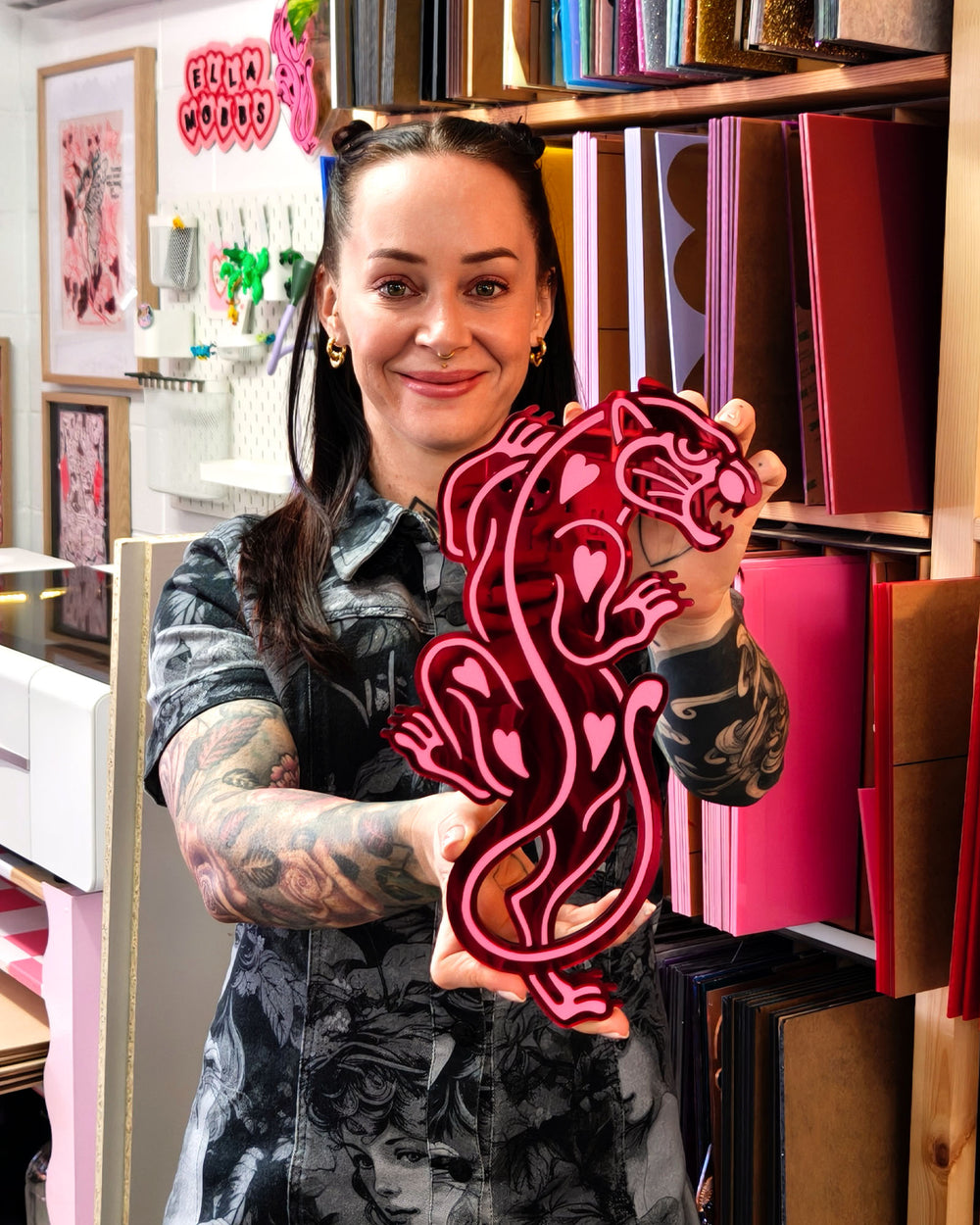 Small Panther Wall Hanging (Red)