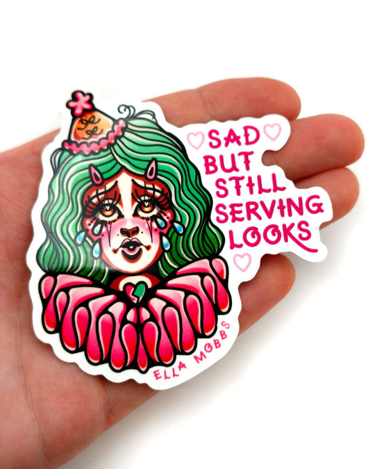 Sad Clown Sticker - Ella Mobbs