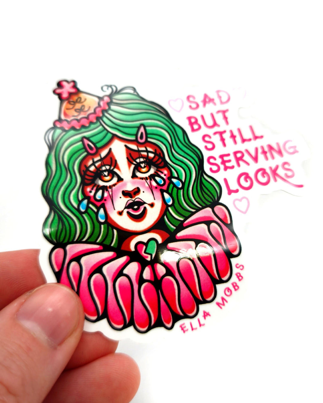 Sad Clown Sticker - Ella Mobbs