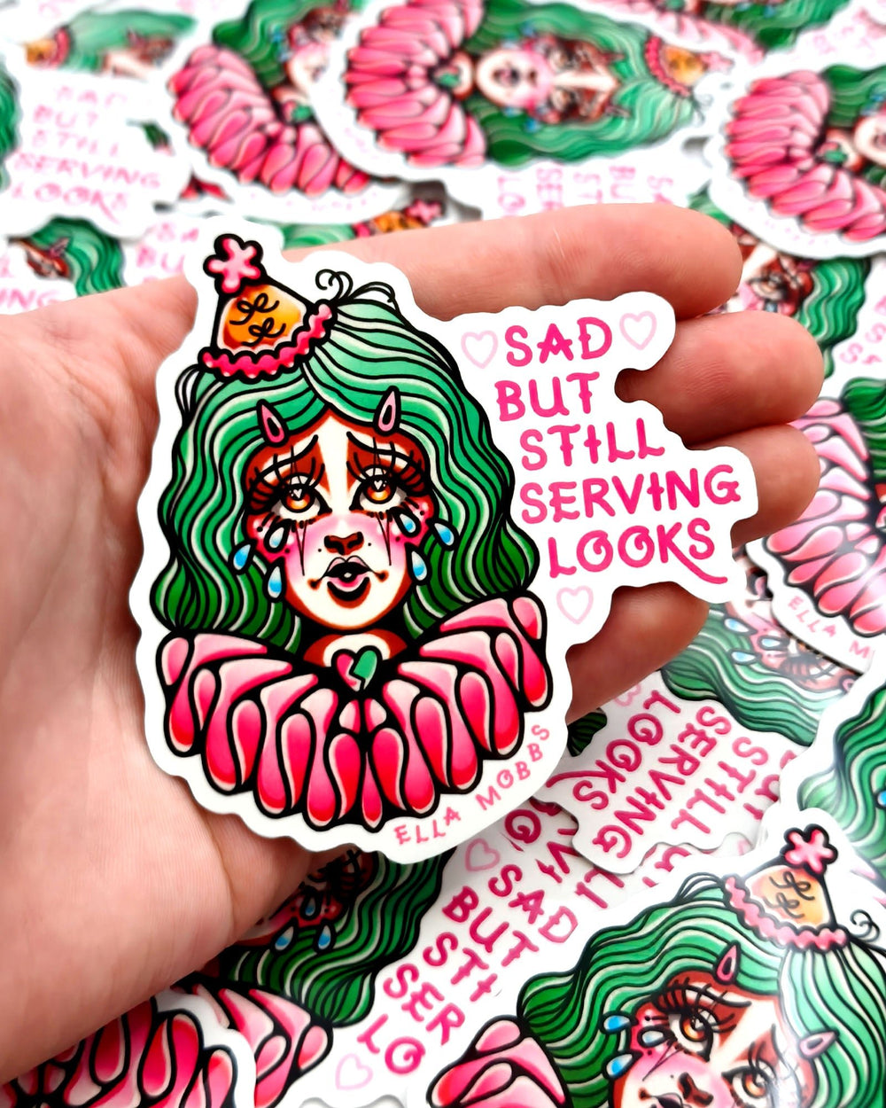 Sad Clown Sticker - Ella Mobbs