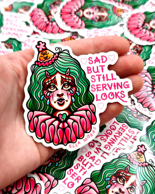 Sad Clown Sticker - Ella Mobbs