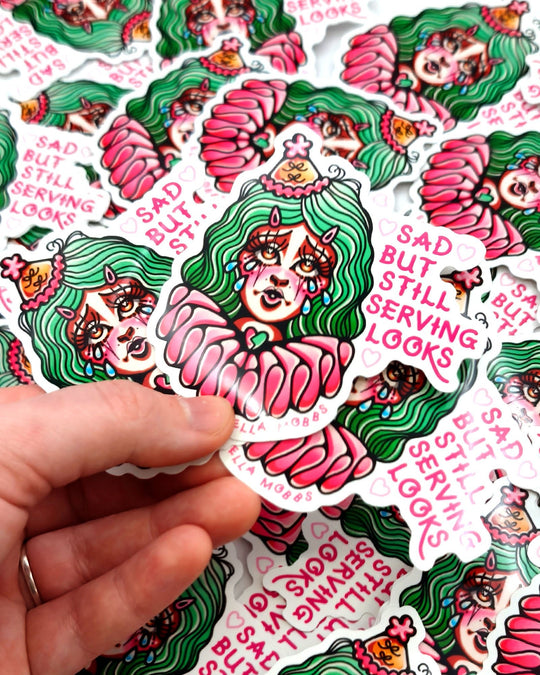 Sad Clown Sticker - Ella Mobbs