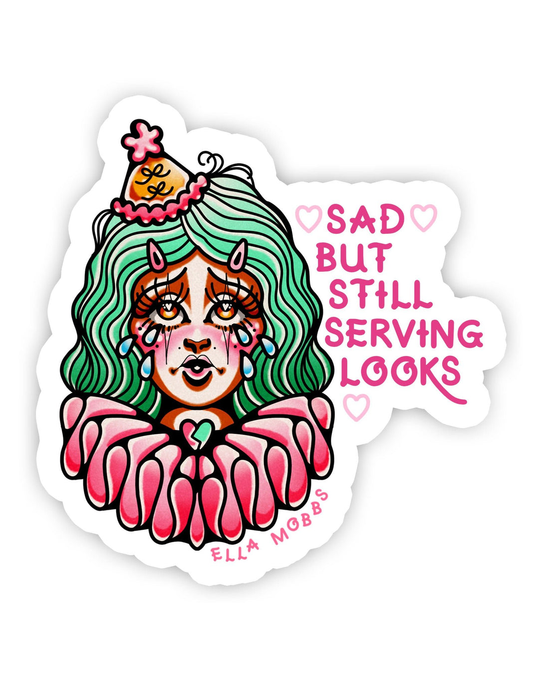 Sad Clown Sticker - Ella Mobbs