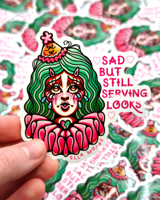 Sad Clown Sticker - Ella Mobbs