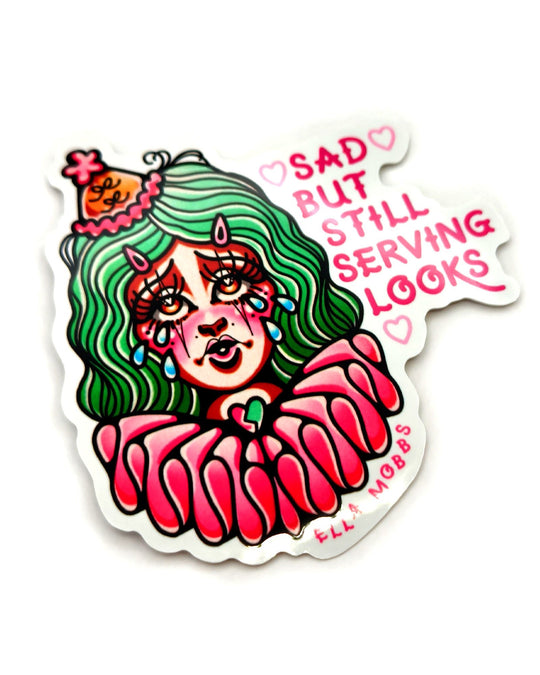 Sad Clown Sticker - Ella Mobbs