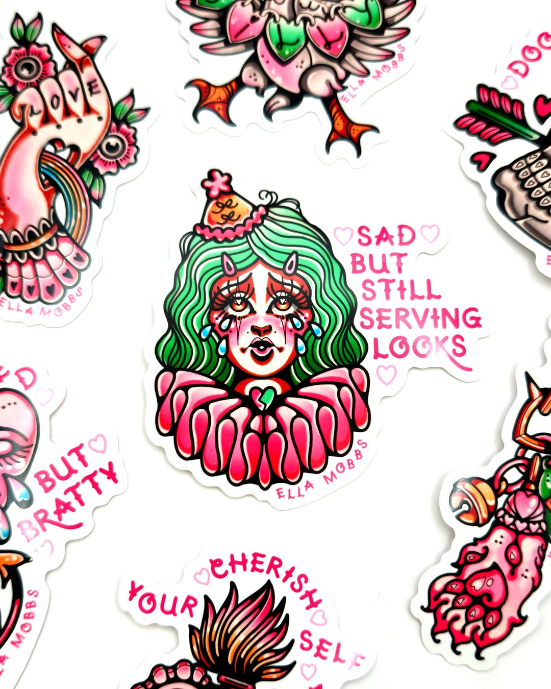 Sad Clown Sticker - Ella Mobbs