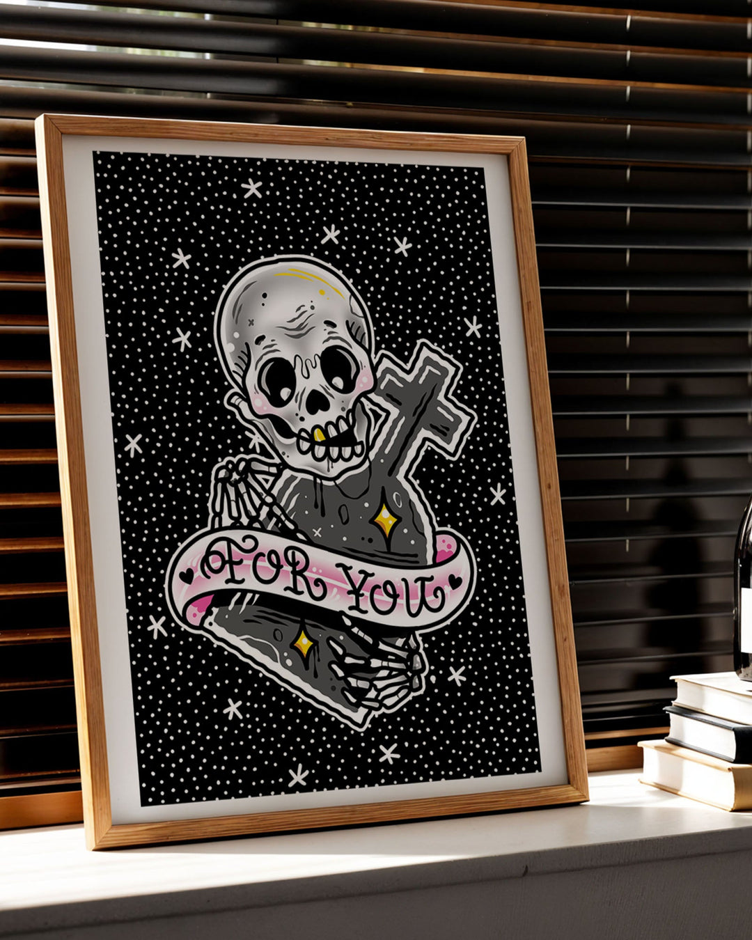 Skeleton Tombstone Print - Ella Mobbs