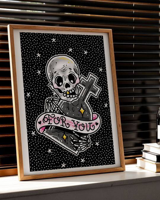 Skeleton Tombstone Print - Ella Mobbs