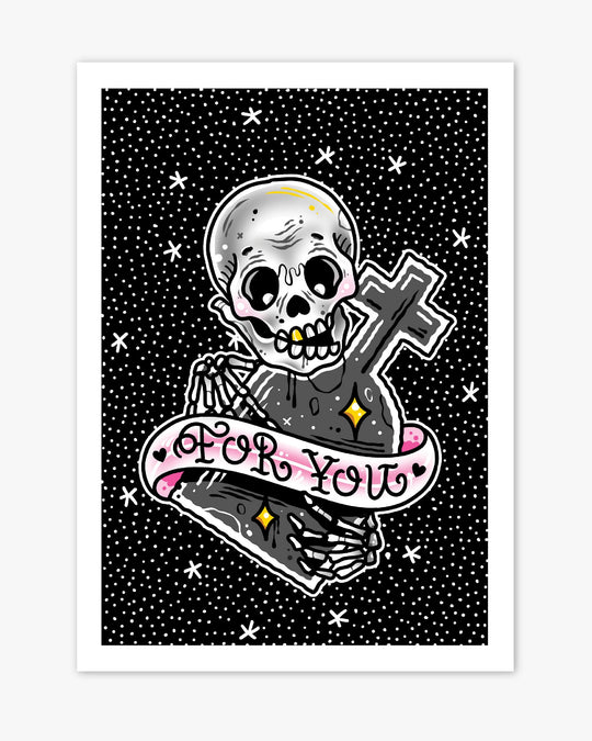 Skeleton Tombstone Print - Ella Mobbs