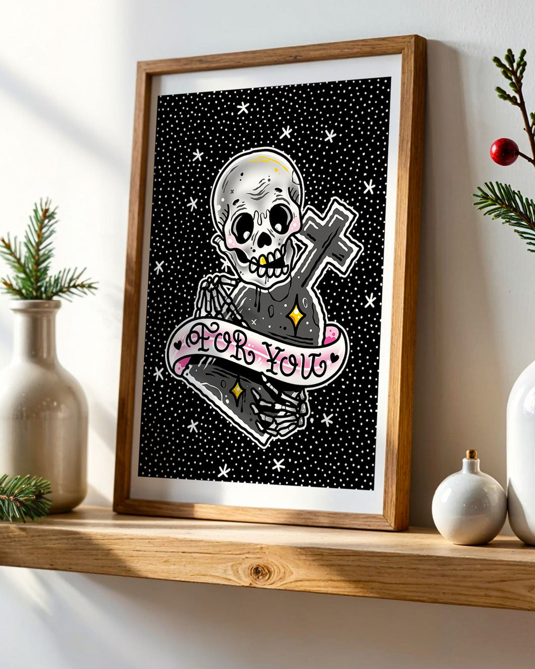 Skeleton Tombstone Print - Ella Mobbs