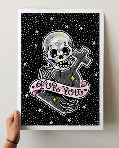 Skeleton Tombstone Print - Ella Mobbs