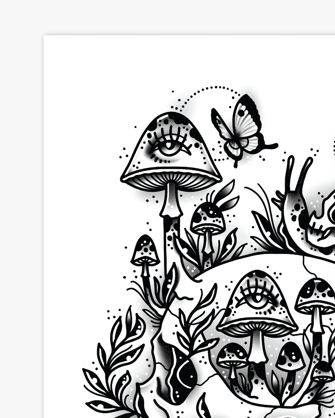 Skull and Snails Print