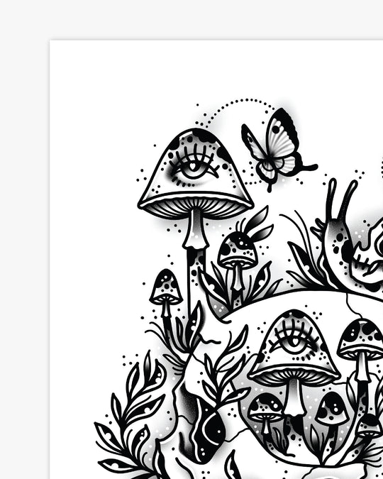 Skull and Snails Print